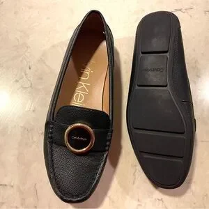 Calvin Klein Black Loafers with Metallic Embellishment and Slip-On Design Calvin Klein | Shoes | Calvin Klein Black Leather Loafers  main image 4